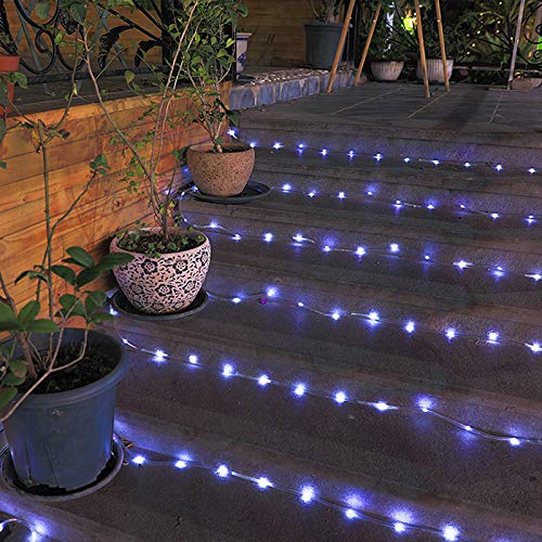 Lamker Rope String Lights White Solar Outdoor 10M 100LED Waterproof 8 Modes Dimmable Fairy Tube Light for Garden Patio Fence Yard Backyard Tree Wedding Christmas Party DIY Lighting Decorative - Image 3