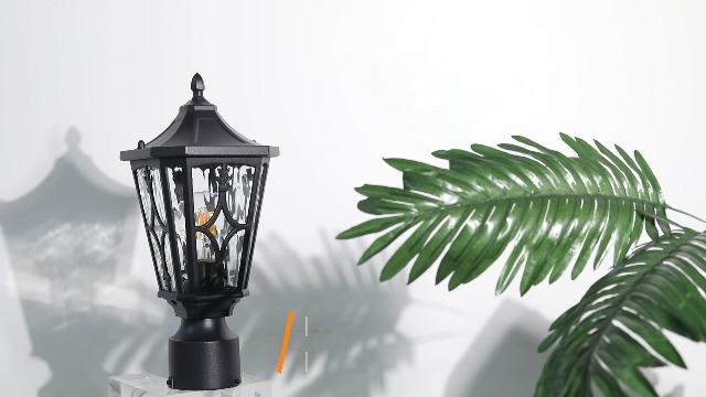 Image of JYZ Outdoor Post Lights Lamp Post Light Fixture, 14'' Pole Lantern with E26 Base 60W Max & Waterproof Aluminum Housing with Water Ripple Glass, Fence Post Deck Lighting for Garden, Patio, Pathway