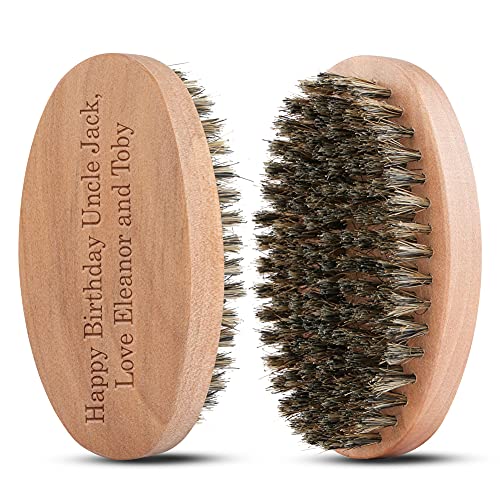 Personalisierte Bartbürste für Männer, gravierte reine Wildschweinborsten, Taschen-Bartbürste, Griff aus massivem Holz mit festen Borsten, um Ihr Barthaar zu zähmen und zu erweichen