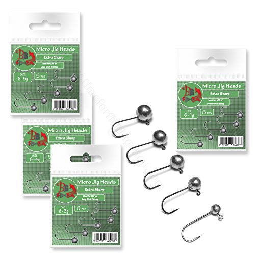 Micro Jig Heads size 6 1-5g LRF Ultra Light Soft Lure Drop Shot Fishing Set (VA01. 5pcs size 6-1g Micro Jig Heads Big Fish)