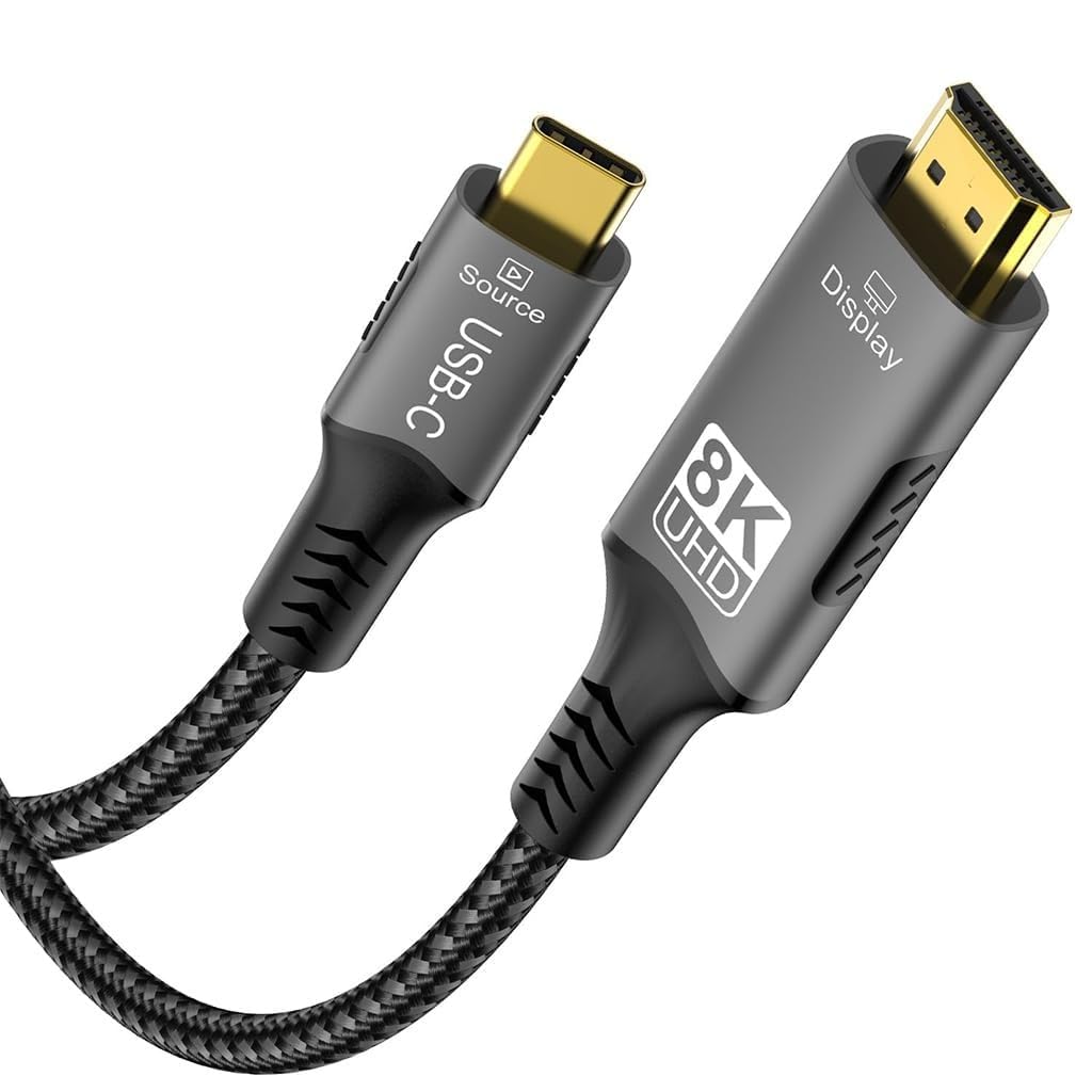 tobo usb-c to hdmi cable 8k@60hz 4k@144hz braided nylon, black, 3 meter | 48gbps hdmi 2.1 dolby vision gold-plated aluminum shell plug-and-play, for tv/monitor/projector, 2k@240hz td-1659cc