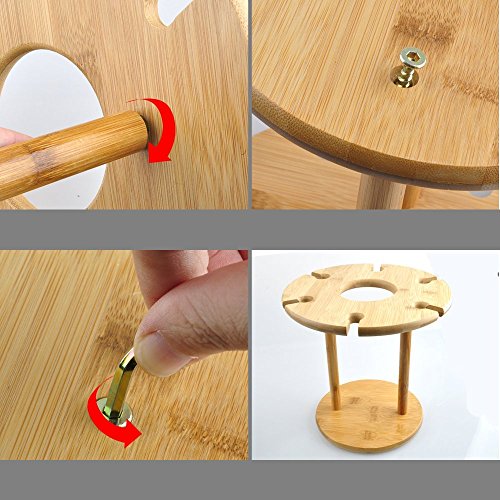 Image of Bamboo Tabletop Wine Glass Drying Racks Camping for 6 Glass and Wine Bottle (Standard, Natural Wood)