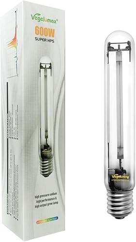 Vegelumax Lámpara hidropónica de 600 vatios de alta presión de sodio HPS para crecimiento, espectro rojo y naranja mejorado, CCT 2100K, ultra