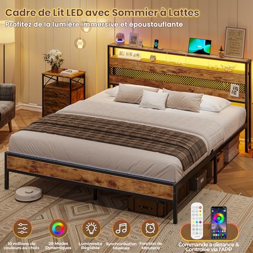 Lit 140x190 LED + multiprise USB-C, AOGLLATI