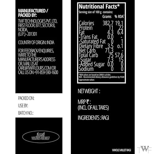Image of TWF Ragi Millet | 2kg | Whole Finger Millet | Nachni | Mandua | Kezhvaragu | Mandia |Taiu | Kodra | Ragula | Hulled & Unpolished | Gluten-Free | Rich in Calcium & Iron | Ideal for Porridge, Dosa, Roti & Ladoo | No Additives | Whole Grain Ragi | High Plant Protein & Fiber