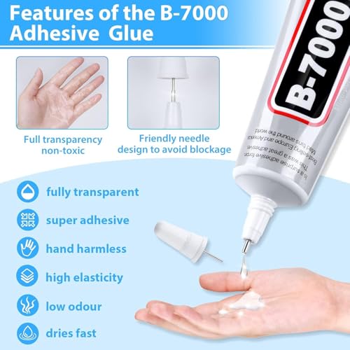 Image of B7000 Multipurpose Adhesive Glue | Jewelry, Beads, Clothes, Shoes, Fabrics,Screen Repair, Metal, Stone, Glass, Mobile Phones,Artificial Crystal Crafts (50ML, 1.68fl oz (Pack of 1))