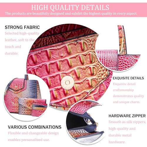 Image of Makcr Joacbv Women Embossed Pattern Satchel Handbags Wallet 3 pcs Set Crossbody Tote Top Handle Vegan Leather Ladies Bag | Embossed Pattern