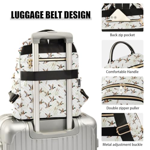 Mochila para mujer elegante con estampado animal de patos silvestres S 4