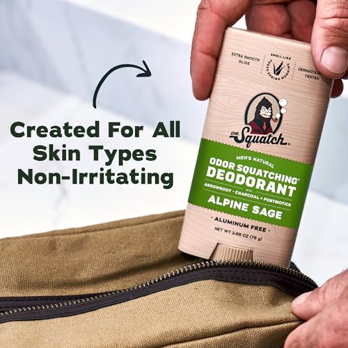 Dr. Squatch Natural Men’s Deodorant – Aluminum Free Natural Deodorant Men with Charcoal & Postbiotics for 72-Hour Odor Protection – Alpine Sage + Fresh Falls, 2.65oz Stick (2-Pack) - image 6