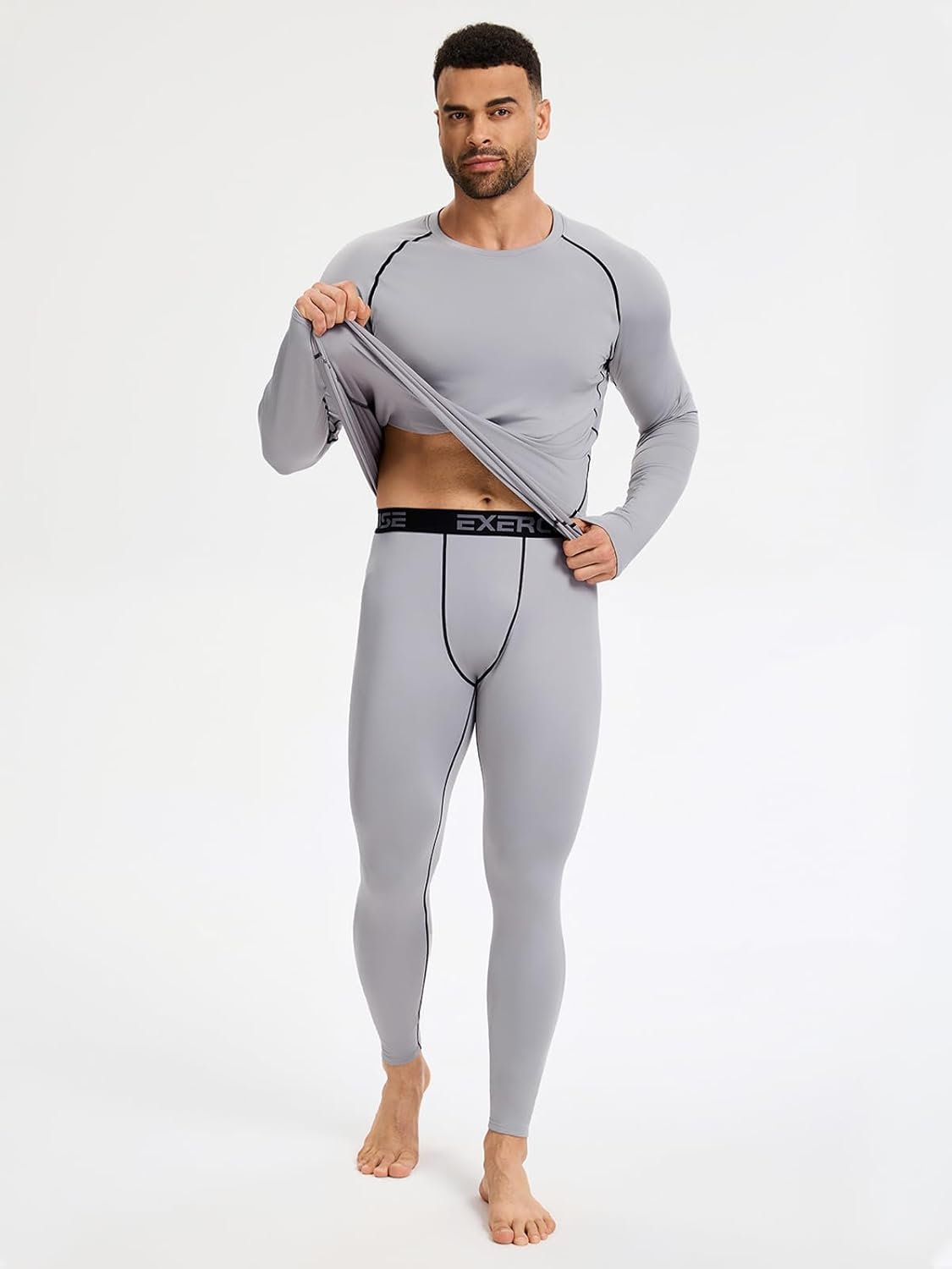 5,6 Pack Compression Shirt Men Long Sleeve Cooling Dry Athletic Workout Base Layer Running Tops - Image 2