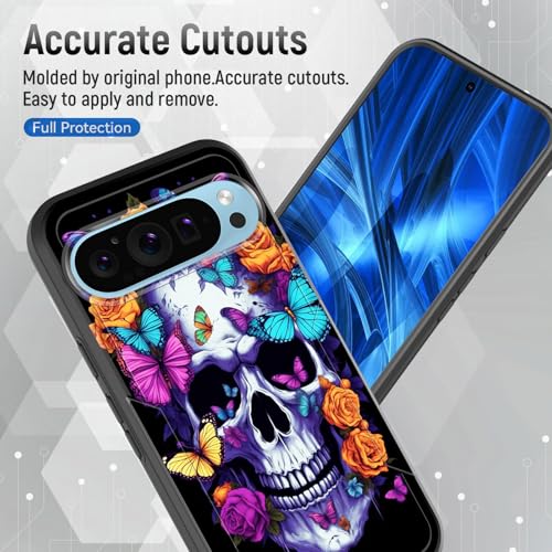 JHYYTUJTYP for Google Pixel 10/10 Pro 6.3 inch 2025 Case,[Military Grade Drop Tested] Heavy-Duty Tough Rugged Shockproof Protective Case,Floral Butterfly Skull - image 5