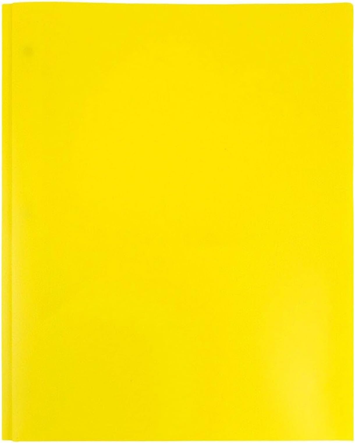 Two-Pocket File Folder, Three-Hole Punch Prong Fasteners, Colored Plastic Folders with Pockets, Poly Folders for School & Office, Durable Heavy Duty File Folders (1, Yellow)