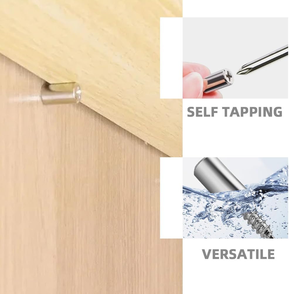 Shelf Pins and Self Tapping Screws with Rubber Sleeves for Cabinet and Wardrobe Glass Shelves 30pcs for Kitchen and Closet Storage