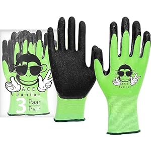 ACE Junior tuinhandschoenen – handschoenen voor kleine tuinders – groen – 9-10 jaar (3 stuks)