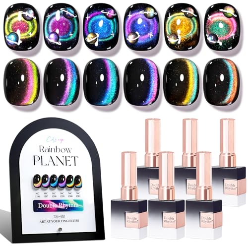 Double Rhythm Cat Eye Gel Nail Polish Set of 6