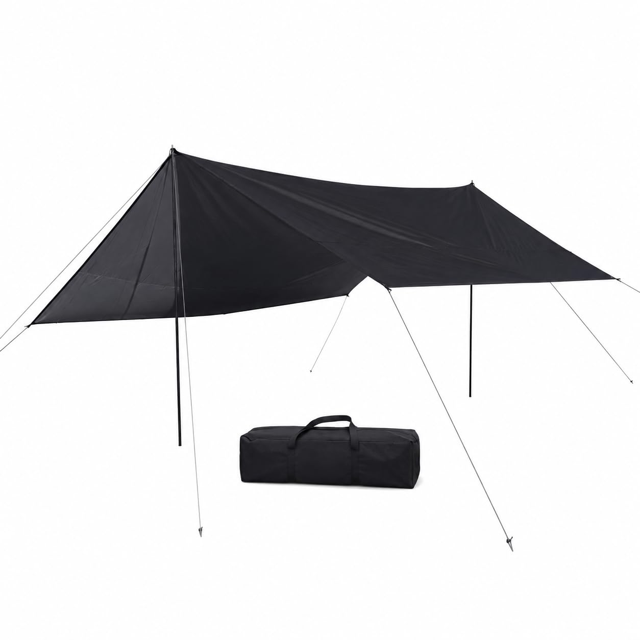 MERIGLARE Tarp Abri Extérieur Canopy Bâche Pare-Soleil Toit Anti-Pluie Auvent Oxford Robuste avec Goussets Oeillets Cordages Piquets et Sac Suitable pour Randonnée Base Plage Aire de Jeux Détente