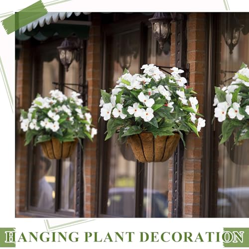 Wavwavw 6 Pcs Artificial Impatiens Bouquet Flowers for Outdoors 15 Inch Silk Flowers Greenery Artificial Impatiens for Outdoor Patio Lawn Garden Balcony Pot Hanging Basket Porch Decoration(White) - Image 5