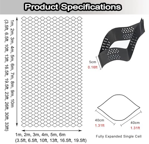 RTOWERM 2 inch Geocell Ground Grid, HDPE Geo Grid Ground Gravel Grid, Geogrid Driveway, Permeable Paver System Ground Stabilization Grid Geocell Permeable Pavers for Landscaping Parking Lots (Color : - Thumbnail 7