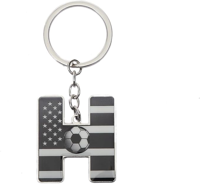Bag Charms Initial A-Z Letter Keychain Bag Charm Soccer Keychain for Handbags Sports Bag