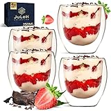 JuLeH Design Cappuccino Gläser (4 x 250ml) - doppelwandige Kaffeegläser - Dessertgläser 4Set - Thermoglas - Kaffeebecher Gläser Set - Teeglas aus Borosilikatglas - spülmaschinenfestes Geschenkset