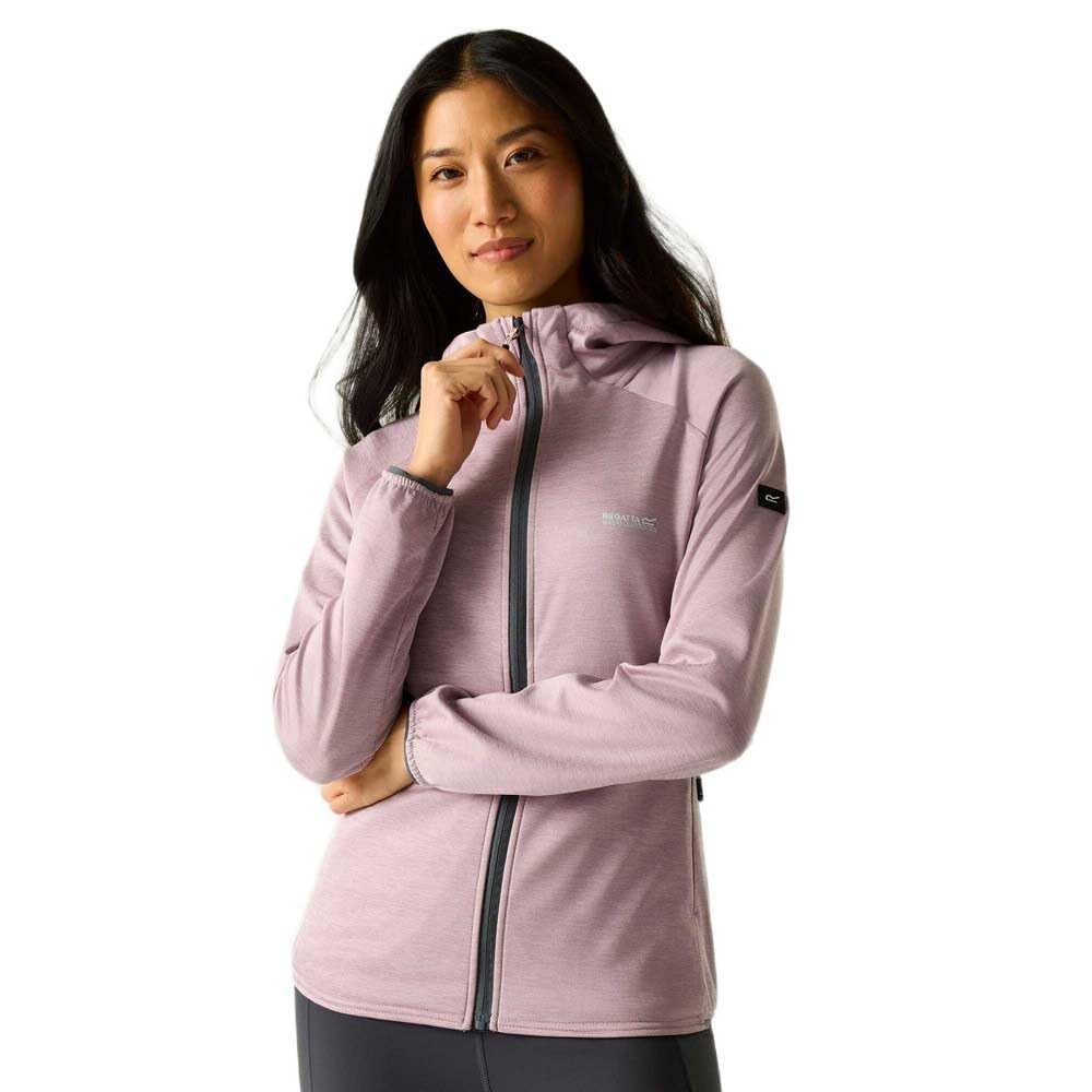 Regatta Women's Ferna Marl Full Zip Hooded Stretch Midlayer Sweatshirt in Pale Lilac | Size: 20