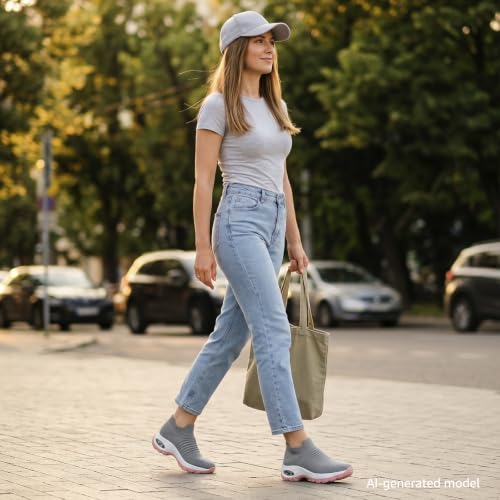 Image of STQ Walking Shoes Women Slip on Sneakers Non Slip Work Arch Support Tennis Plantar Fasciitis Orthopedic Breathable Mesh Comfortable Ladies Nursing