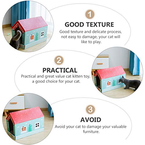 TEHAUX arranhador de casa de gatos de papelão ondulado ecológico e reciclado, arranhador para gatos