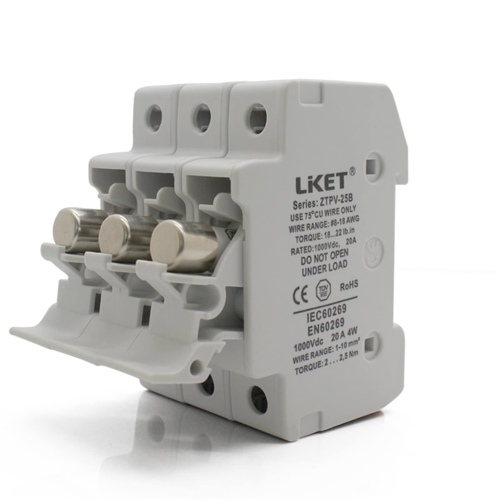 KNIUWMBMH 5 Set/lot 3P Parallel Fuse Holder 1000V DC Fusible 10x38 gPV, with Fuse Holder for Solar System Protection(25v)