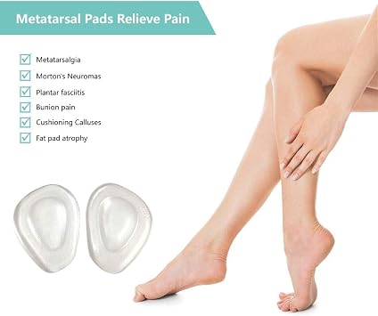 Ball of Foot Cushions Metatarsal Pads for Women Men Soft Gel Insoles Supports Forefoot Cushioning, Pain Relief Morton's Neuroma Foot Pads (4 Pair)