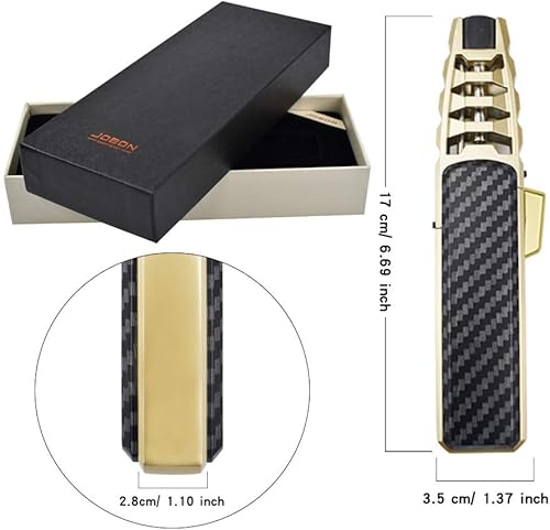 Miniatura 6 de DOUBFIVSY Encendedor de butano con caja de regalo, encendedor de butano recargable a prueba de viento para puros, parrilla, barbacoa, velas,