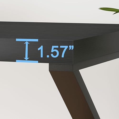 Miniatura 4 de HSH Escritorio blanco, moderno escritorio para computadora portátil para oficina en casa, escritorio grande industrial de madera de metal para