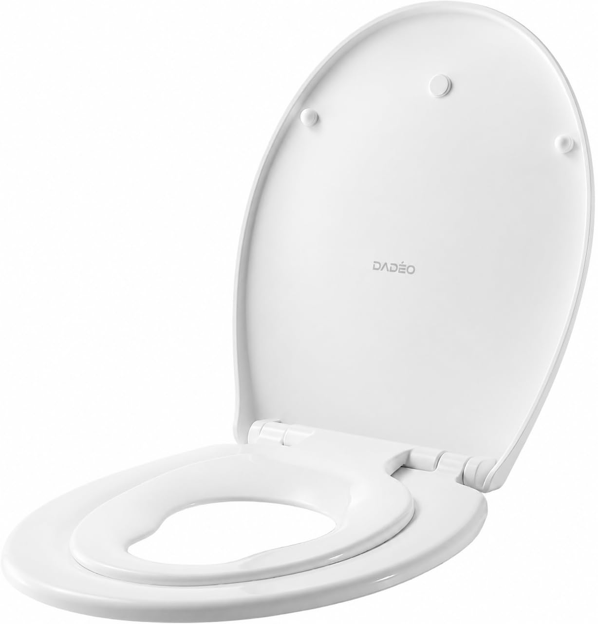 Sedile WC familiare 2 in 1 con riduttore magnetico per bambini, chiusura morbida e fissaggi regolabili, rimozione rapida (forma O)