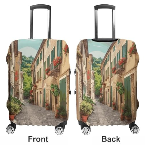 Italy Street Luggage Cover, Elastic Luggage Protector Fits 19-32in Suitcases, Washable & Anti-Scratch Suitcase Cover for Men Women M3