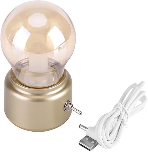 Miniatura 9 de Hakeeta Luz nocturna LED retro, lámpara de noche, lámpara de noche recargable por USB vintage (dorado)