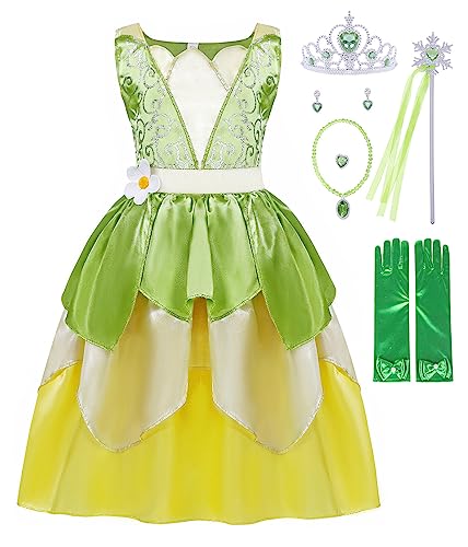 Vestido de Princesa Rana Hada Verde para Niñas 5-6T miniatura 1