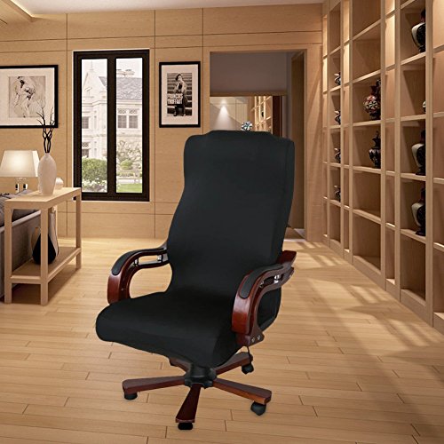 Stretchable Removable Resilient Chair Covers Computer Swivel Chair Cover Universal Armchair Cover Slipcover for Office Rotating Chair Dinning Chair Modern Simplism Style (No Chairs) (Black) - Image 3