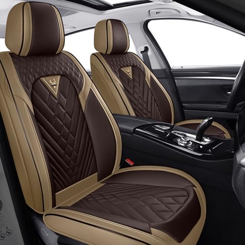 DZJD Car Seat Covers Front Seats for Mercedes-Benz Sprinter 2010-2026, Anti-Slip Full Coverage Car Seat Covers, Waterproof Nappa Leather Car Seat Cover Sets(2 Seats/Brown Coffee)