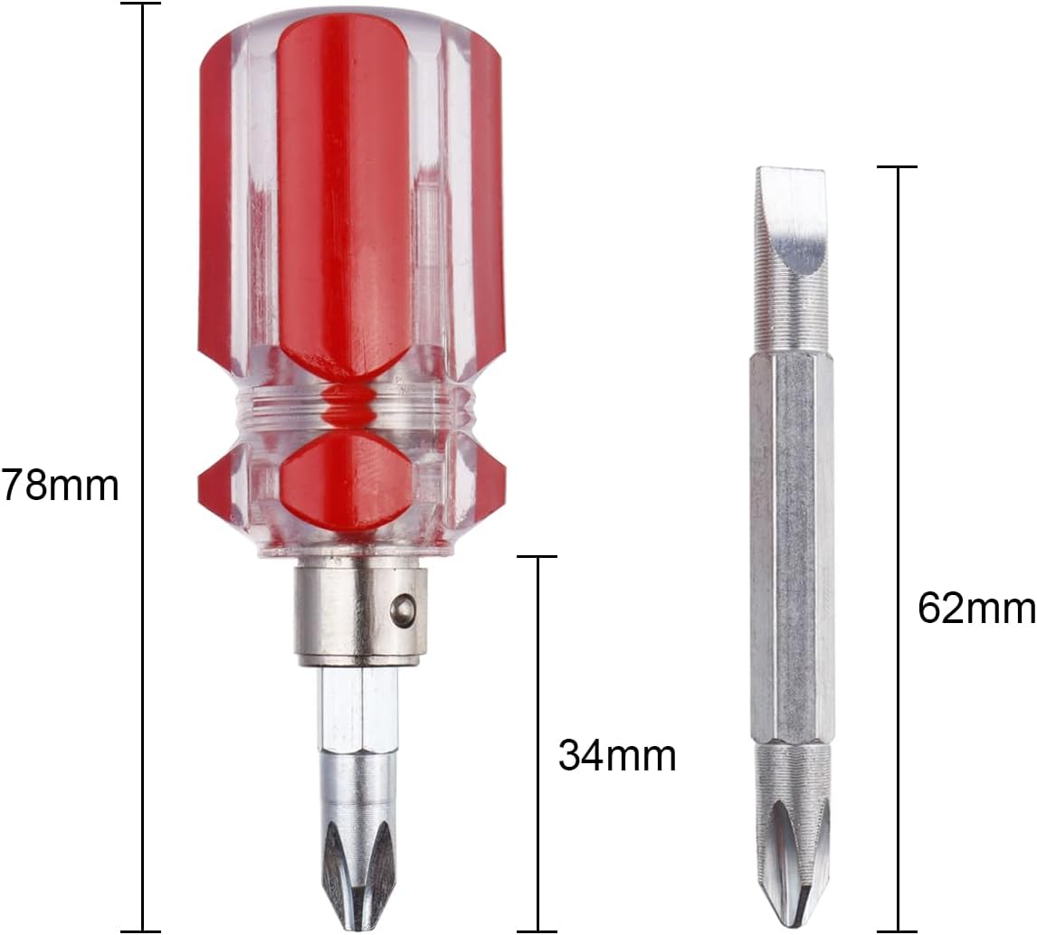Wolfride 5pcs Stubby Phillips Flat Head Screwdriver Magnetic Mini Screwdriver Set Small Pocket Screwdrivers