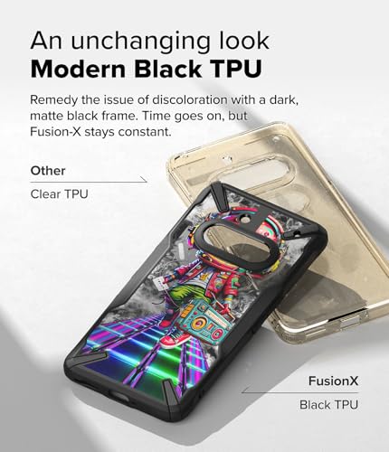 Image of Ringke Fusion-X Design Compatible with Nothing Phone (3a) Case Cover Transparent Hard Back Soft Flexible TPU Bumper - DJ Bot (Black)