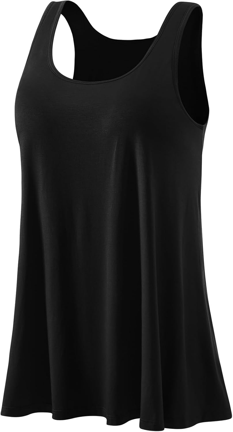 Rosyline Tank Top for Women with Built in Bra Flowy Swing Undershirt Tank Tops S-4XL