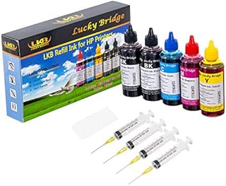 LKB 5x100ml Refill Ink Kit for HP 950 951 60 61 952 902 901 61 60 62 63 21 22 920 940 934 564 932 933 711 970 971 92 94 95 96 97 Cartridge or CIS CISS System 4 Color Set (500ml)-UK