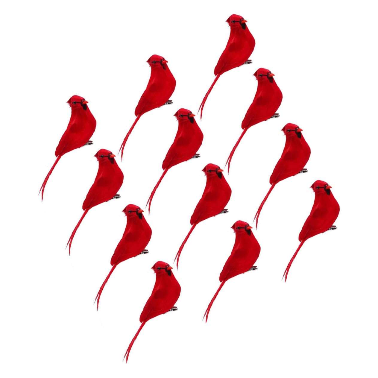 12pezzi Statua di Uccelli Natalizi con Clip Decorazione Realistica per Albero di Natale Figura di Uccelli Cardinali Natalizi Statuina per Ghirlande e Composizioni