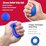 FitBeast Hand Grip Strengthener Workout Kit (5 Pack), 2 Forearm Grip Adjustable Resistance Hand Gripper, Finger Stretcher, Grip Ring & Stress Relief Grip Ball for Athletes - Image 4