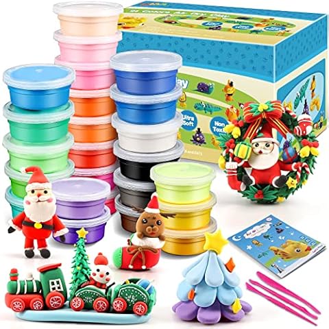 QMay 24 Colors Air Dry Clay, Magic Clay Ultra Light Modelling Clay Non Toxic, Creative Art DIY Crafts for Kids Boys & Girls Cover