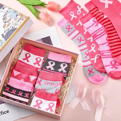 Liitrsh 24 Pairs Breast Cancer Awareness Socks Athletic Pink Ribbon Crew Socks Pink Cheer Socks Breast Cancer for Women Running Travel Sport Birthday Gifts4