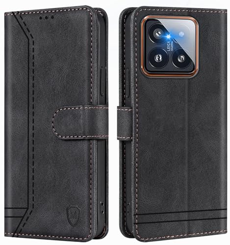 GoodcAcy for Xiaomi 14 Pro Case Leather Wallet Book Flip Folio Stand View Magnetic Closure with Card Slots Cover Case Compatible with Xiaomi 14 Pro (Black)