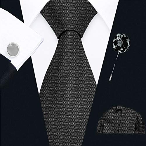 Image of BLACKSMITH Tie, Cufflink, Pocket Square, Lapel Pin, Set of 4 for Men [ Free Size ]