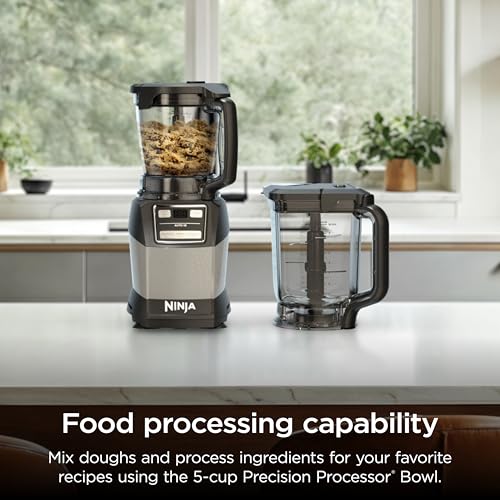 Ninja Blender, Compact Kitchen System, 1200W, 3 Functions for Smoothies, Dough & Frozen Drinks with Auto-IQ, 72-oz.* Blender Pitcher, 40-oz. Processor Bowl & 18-oz. Single-Serve Cup, Grey, AMZ493BRN image 5