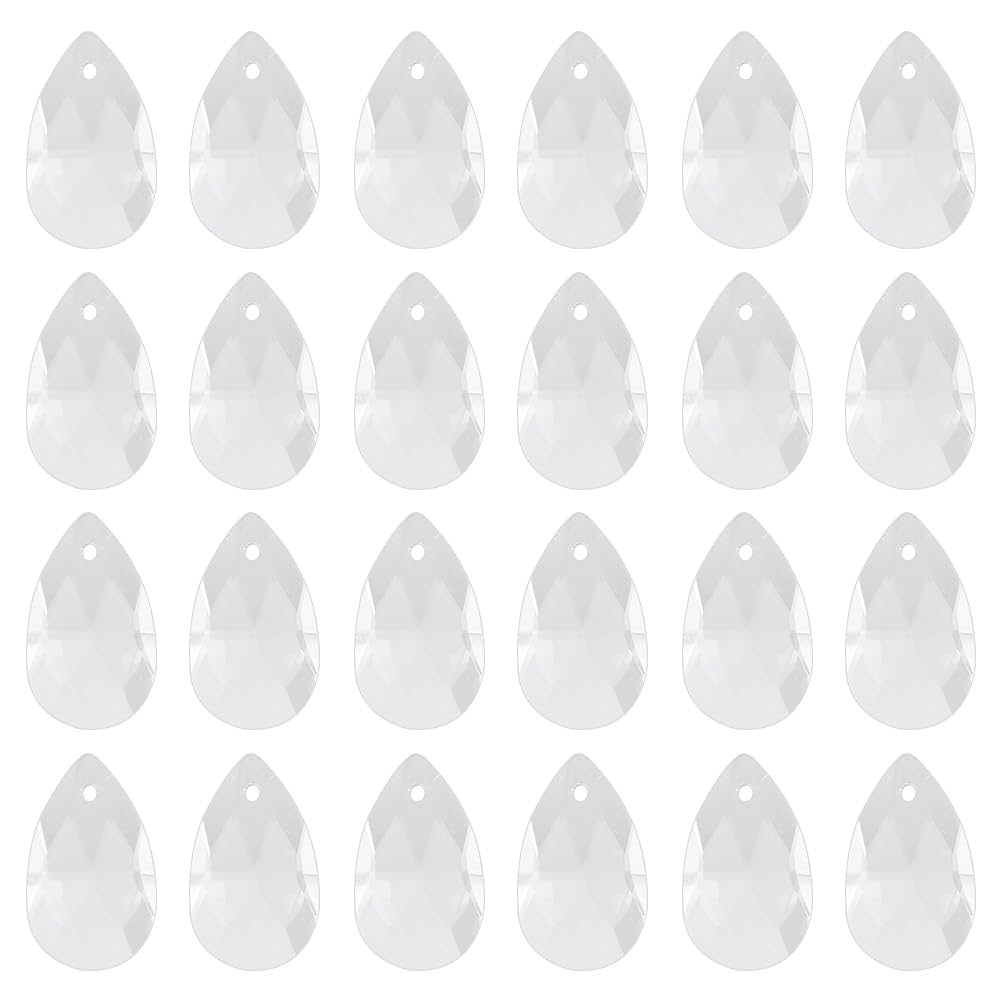 1 Box 40pcs Clear Faceted Teardrop Beads Glass Teardrop Crystal Beads Transparent Pear Water Drop Shaped Czech Loose Birthstone Bead for jewellery Making Women Graduation Home Decor Diy Craft