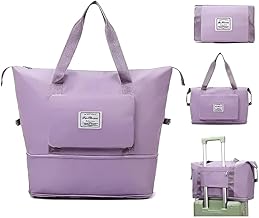 ABTER Waterproof Travel Bags 41 Liter Expandable for Women,Duffle Bags for Women Luggage,Foldable Vanity Traveling Companion Hand Bag for Ladies Personal Items Large Weekend (Purple)